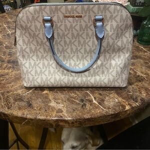 Michael Kors Cindy dome satchel w/light blue accents